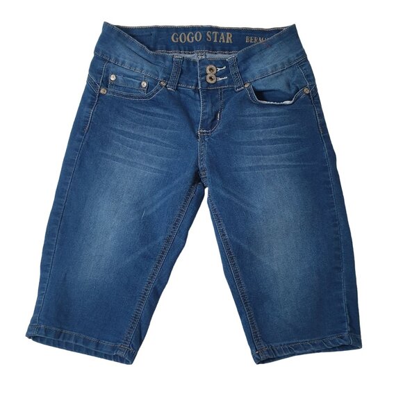 Gogo Star Bermuda Jeans Size 1 Dark Denim Casual 28" Waist - Picture 1 of 7